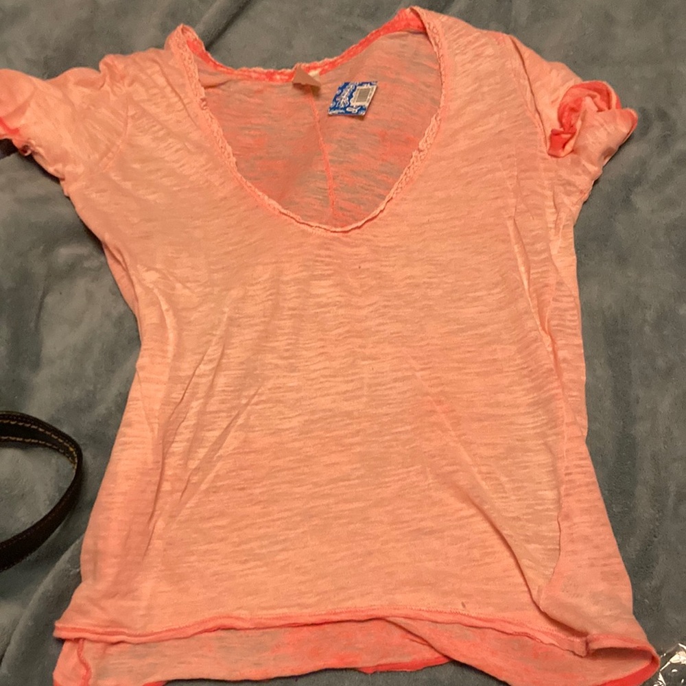 NEW! NWT We the free free people orange-coral (?) tee